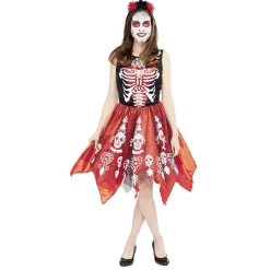 Best Gifi Déguisement adulte Halloween squelette robe et serre-tête Taille S