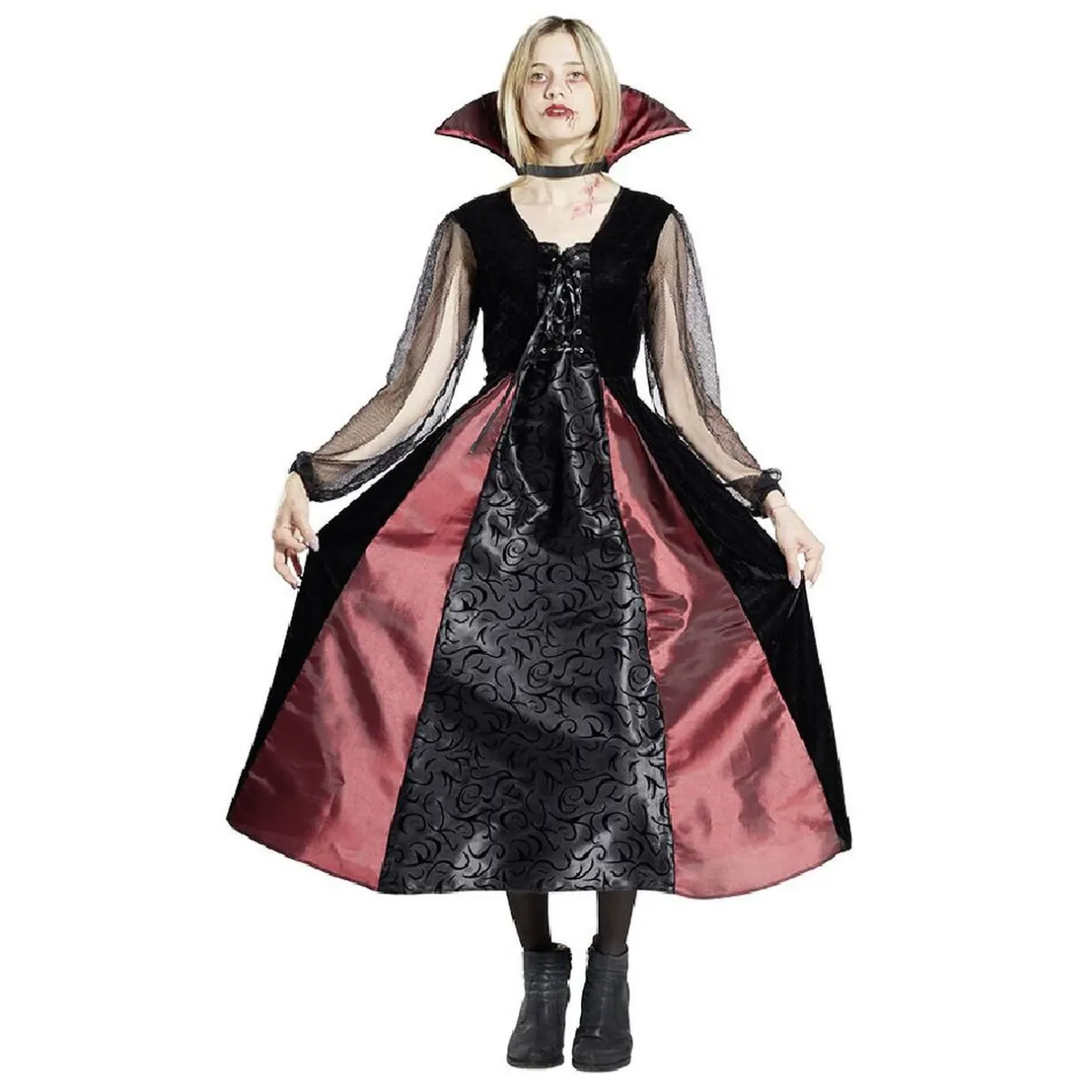 Best Gifi Déguisement adulte Halloween vampire robe noir et rouge - Taille L