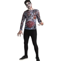 Clearance Gifi Déguisement adulte t-shirt imprimé ZombieHalloween