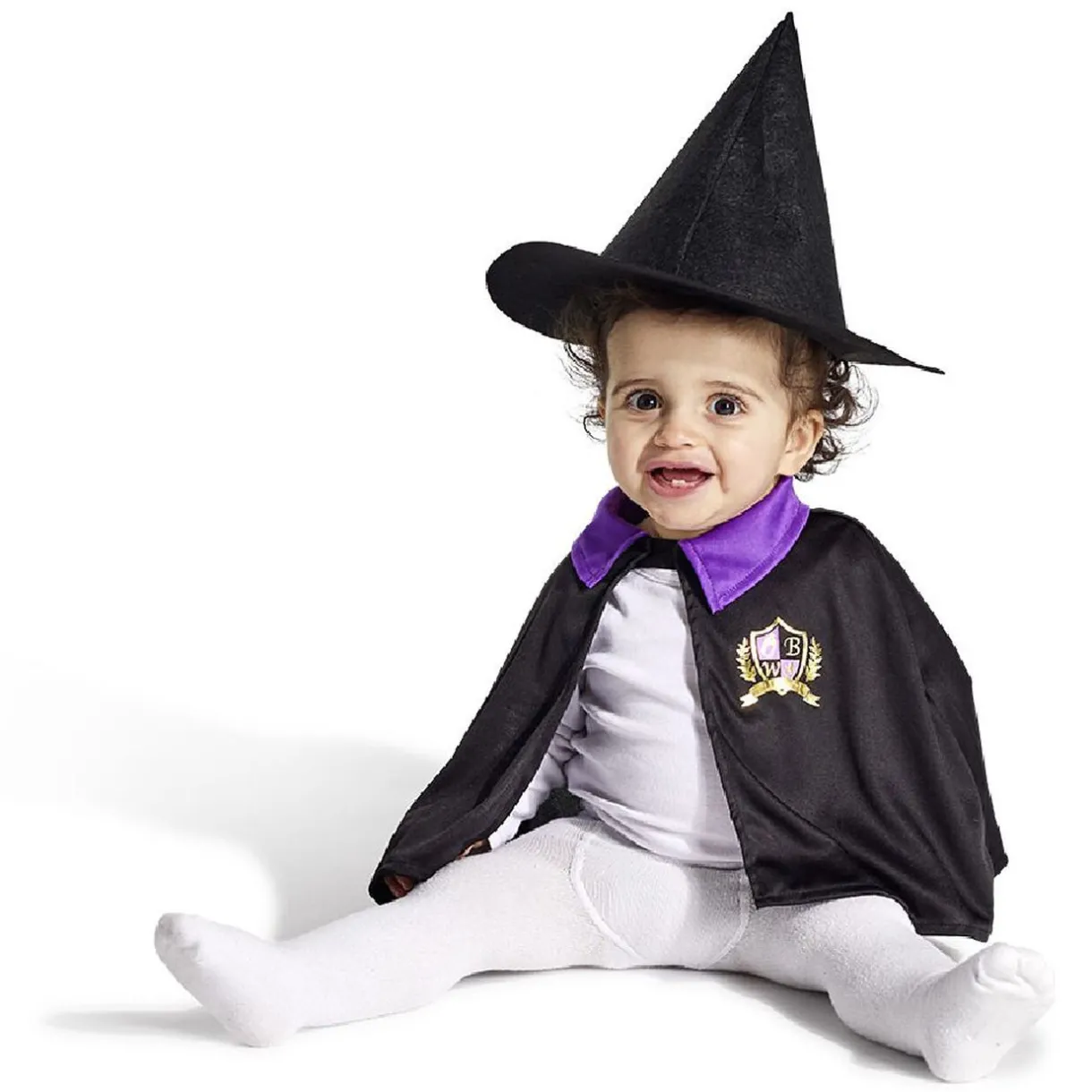 Clearance Gifi Déguisement bébé Halloween petit sorcier cape et chapeau noir violet