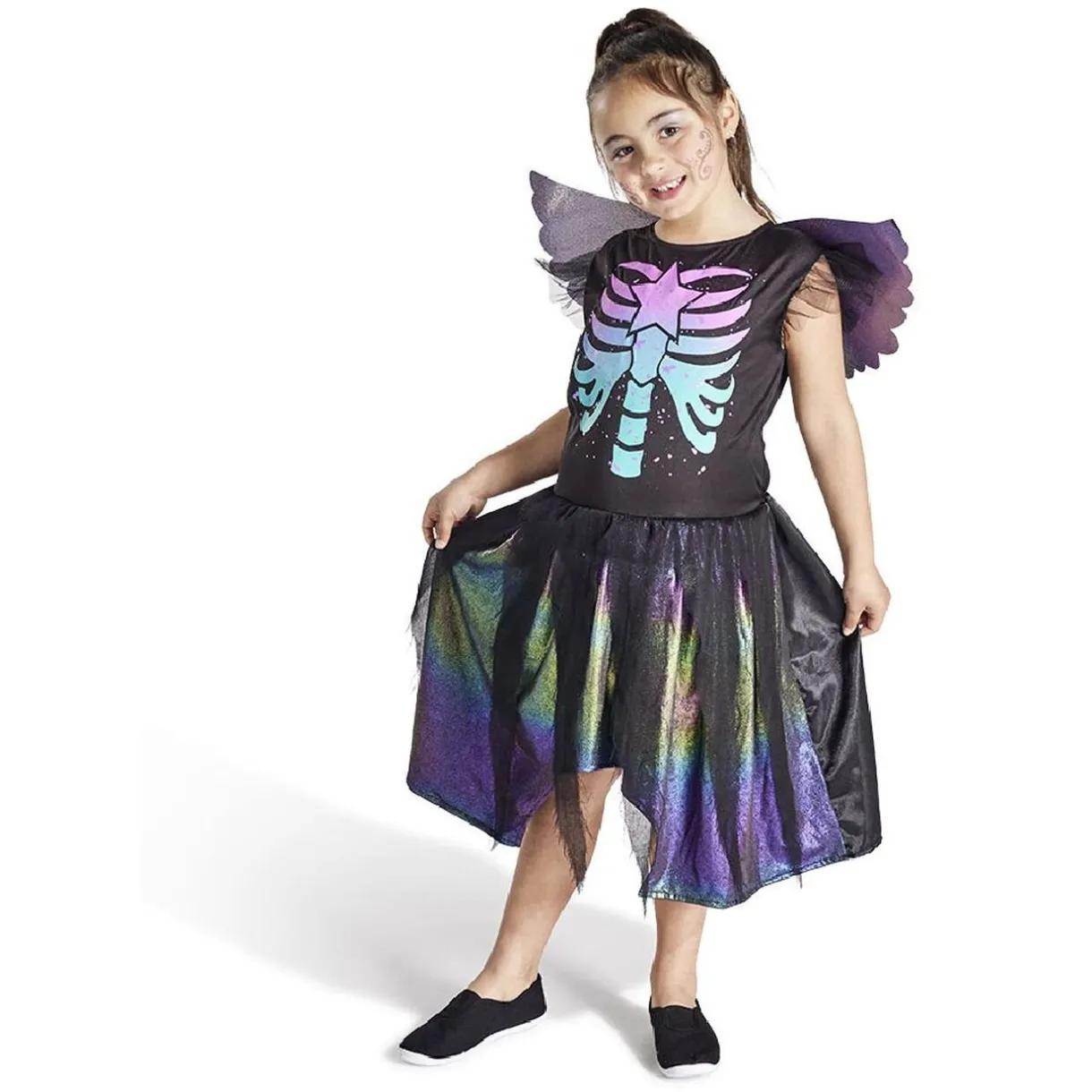 Clearance Gifi Déguisement enfant fée squelette robe et ailes multicolore 7/10ans