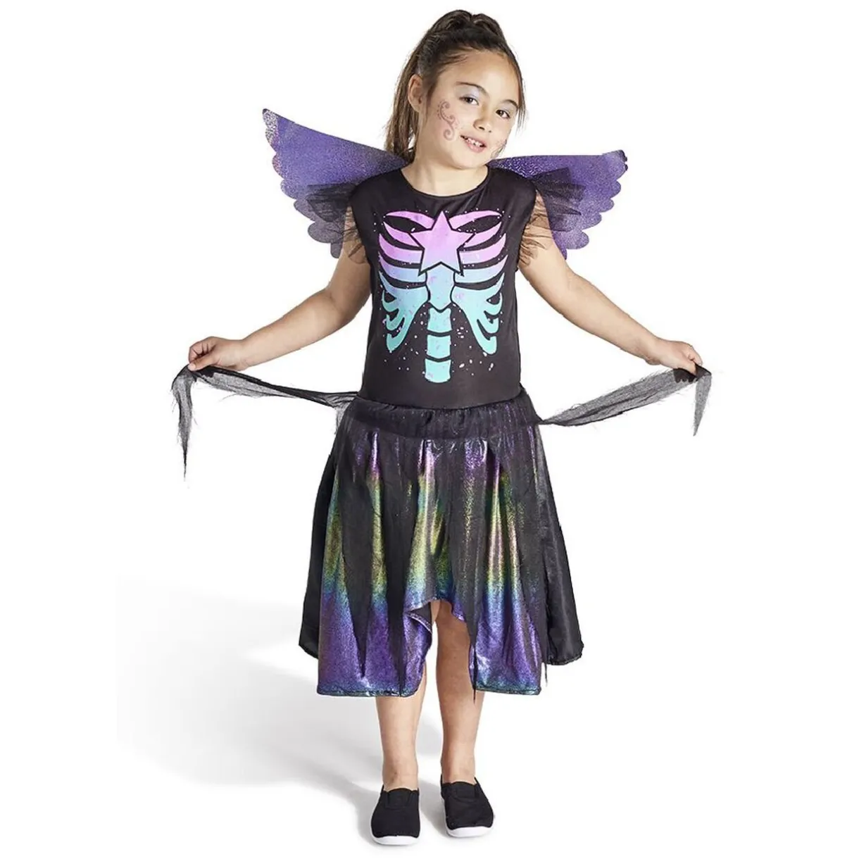 Clearance Gifi Déguisement enfant fée squelette robe et ailes multicolore 7/10ans