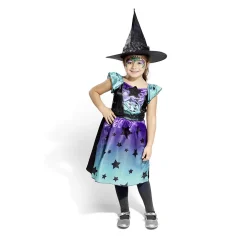 Best Gifi Déguisement enfant Halloween sorcière robe noir bleu violet 11/14 ans