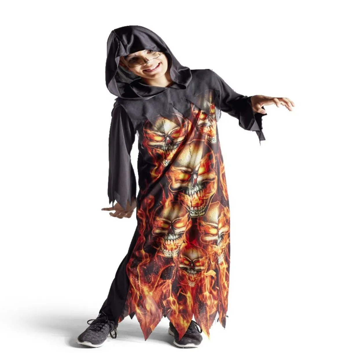 Clearance Gifi Déguisement enfant Halloween gardien tunique crâne flamme 7/10ans