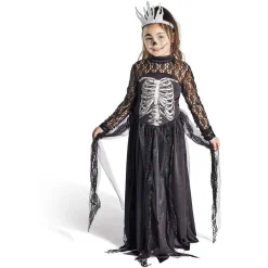 Clearance Gifi Déguisement enfant Halloween reine squelette noir et blanc 7/10ans