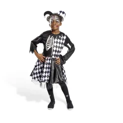 Best Gifi Déguisement enfant Halloween arlequin noir et blanc robe 7/10ans