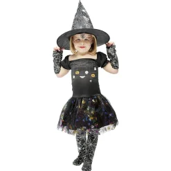 Best Gifi Déguisement enfant Halloween sorcière robe chapeau araignée 3/4ans