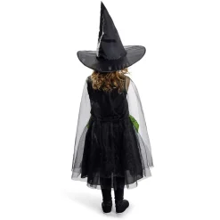 Best Gifi Déguisement enfant Halloween sorcière robe chapeau noir vert 4/6ans