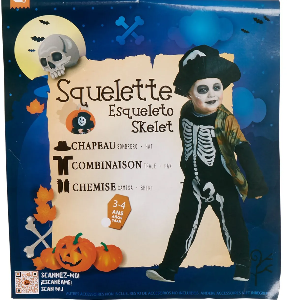 Sale Gifi Déguisement enfant squelette chapeau et gilet