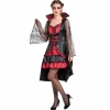 Best Gifi Déguisement femme vampire Halloween rouge noir taille L
