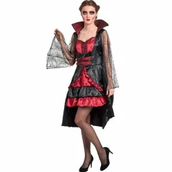 Sale Gifi Déguisement femme vampire Halloween rouge noir taille L