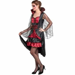 Sale Gifi Déguisement femme vampire Halloween rouge noir taille L