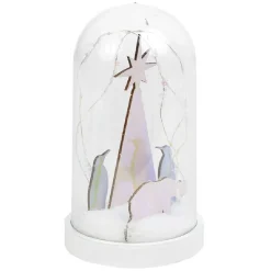 Gifi Dôme lumineux 10 LEDs pingouins et ours iridescent Ø11xH20cm^ Décoration Intérieure De Noël