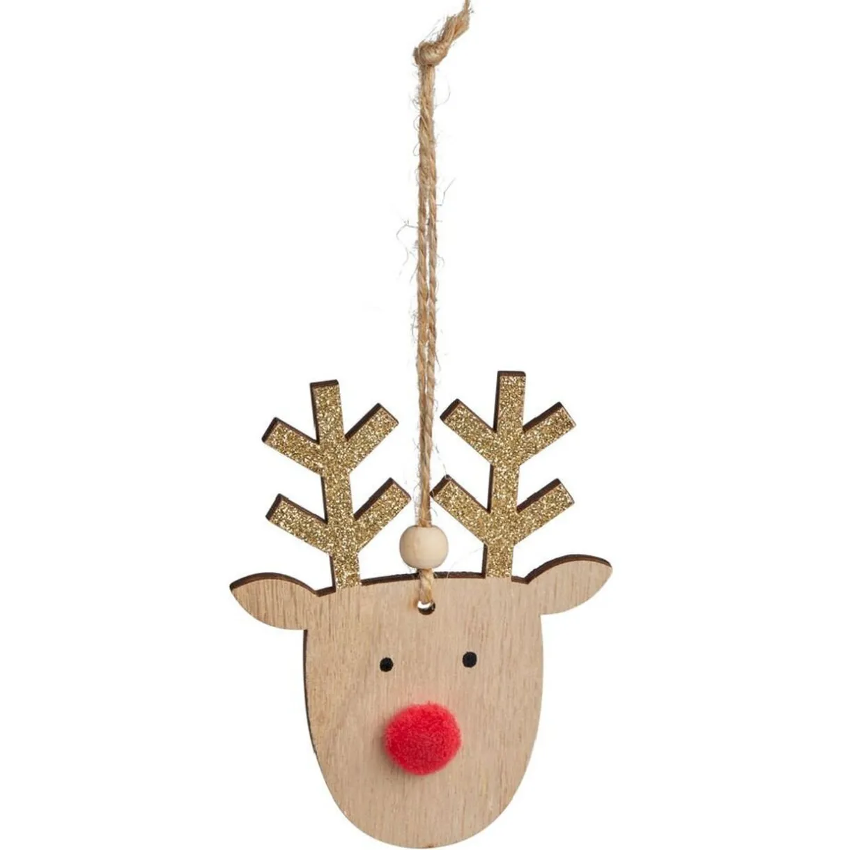 Outlet Gifi Déocration Noël à suspendre tête plate renne en bois H10cm