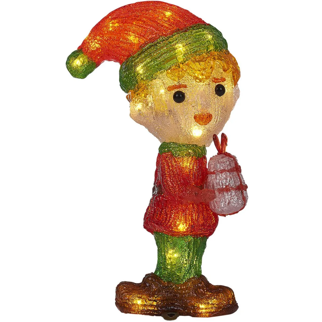 Gifi Elfe de Noël lumineux 30 LED blanc chaud H30cm^ Décoration Extérieure De Noël