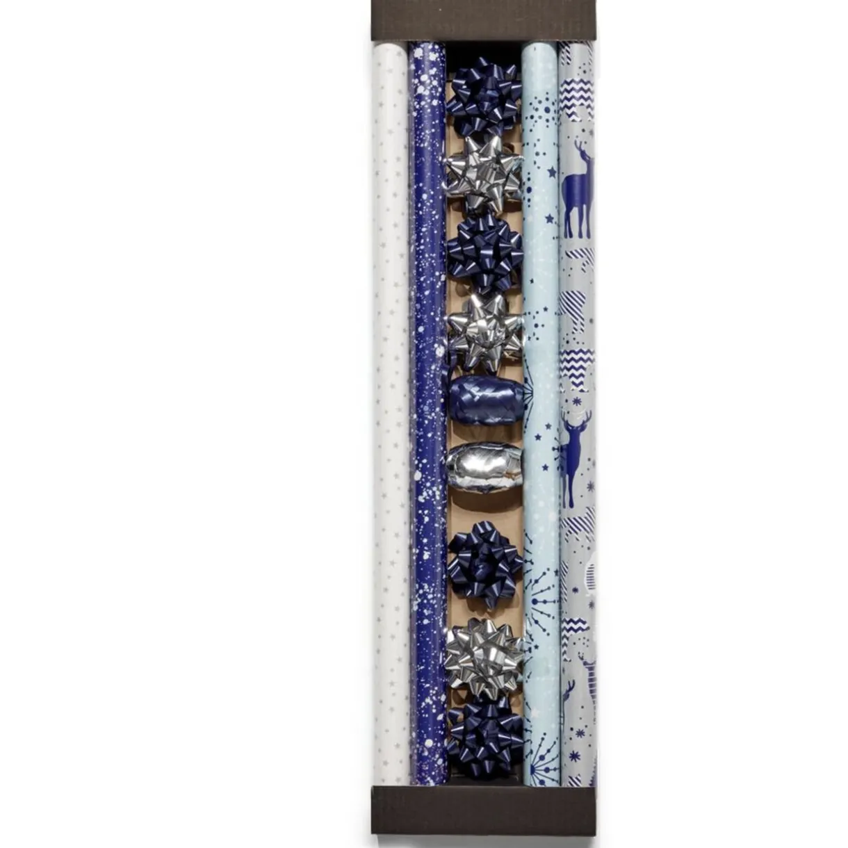 Gifi Ensemble papier cadeau Noël 2m x4 avec noeud x7 ruban x3 argenté bleu^ Loisirs Créatifs Et Emballage Cadeau