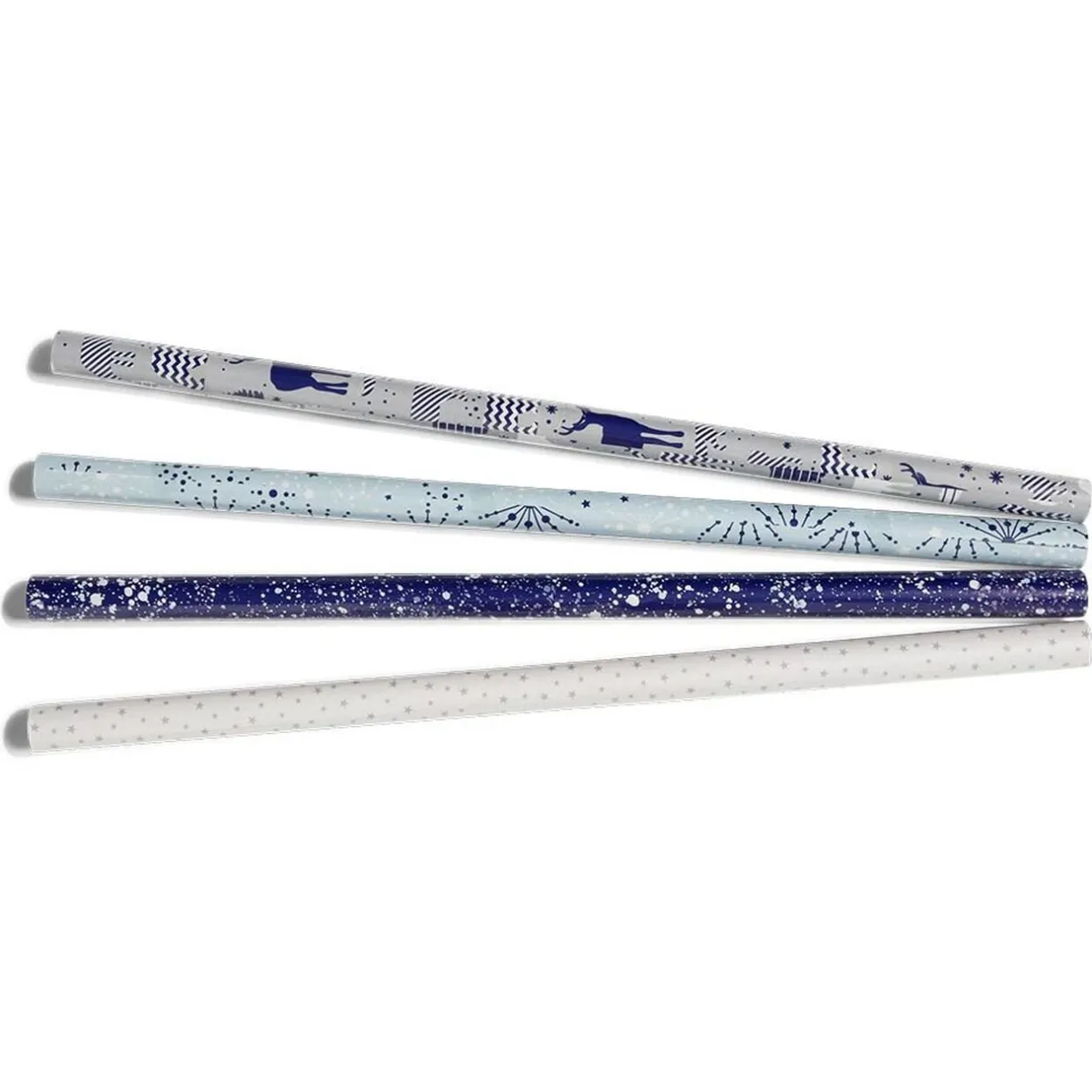 Gifi Ensemble papier cadeau Noël 2m x4 avec noeud x7 ruban x3 argenté bleu^ Loisirs Créatifs Et Emballage Cadeau