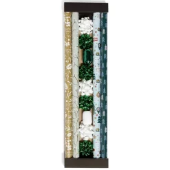 Gifi Ensemble papier cadeau Noël 2m x4 avec noeud x7 ruban x2 vert et blanc^ Loisirs Créatifs Et Emballage Cadeau