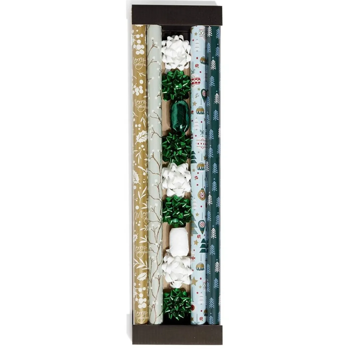 Gifi Ensemble papier cadeau Noël 2m x4 avec noeud x7 ruban x2 vert et blanc^ Loisirs Créatifs Et Emballage Cadeau