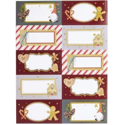 Gifi Etiquette cadeau autocollante Noël motif biscuit pain d'épices 4x8cm x10^ Loisirs Créatifs Et Emballage Cadeau