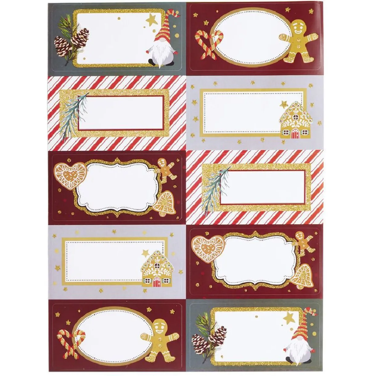 Gifi Etiquette cadeau autocollante Noël motif biscuit pain d'épices 4x8cm x10^ Loisirs Créatifs Et Emballage Cadeau
