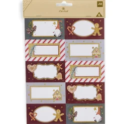 Gifi Etiquette cadeau autocollante Noël motif biscuit pain d'épices 4x8cm x10^ Loisirs Créatifs Et Emballage Cadeau