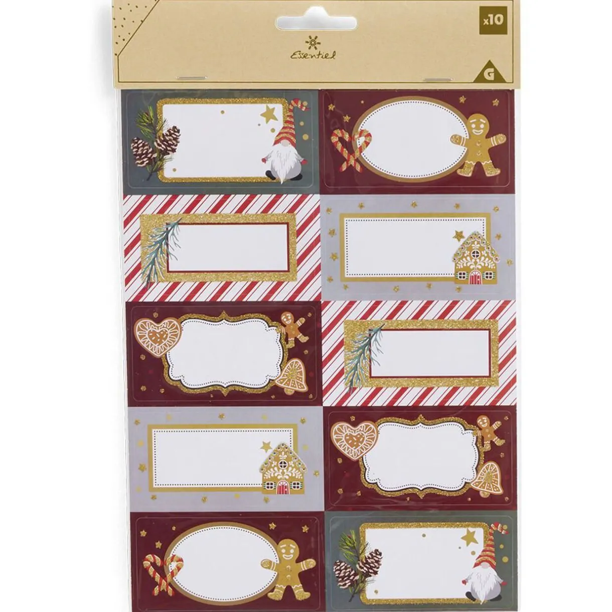 Gifi Etiquette cadeau autocollante Noël motif biscuit pain d'épices 4x8cm x10^ Loisirs Créatifs Et Emballage Cadeau