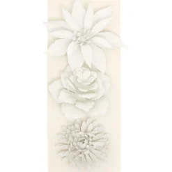 Hot Gifi Fleur blanche à paillettes à suspendre Noël x3