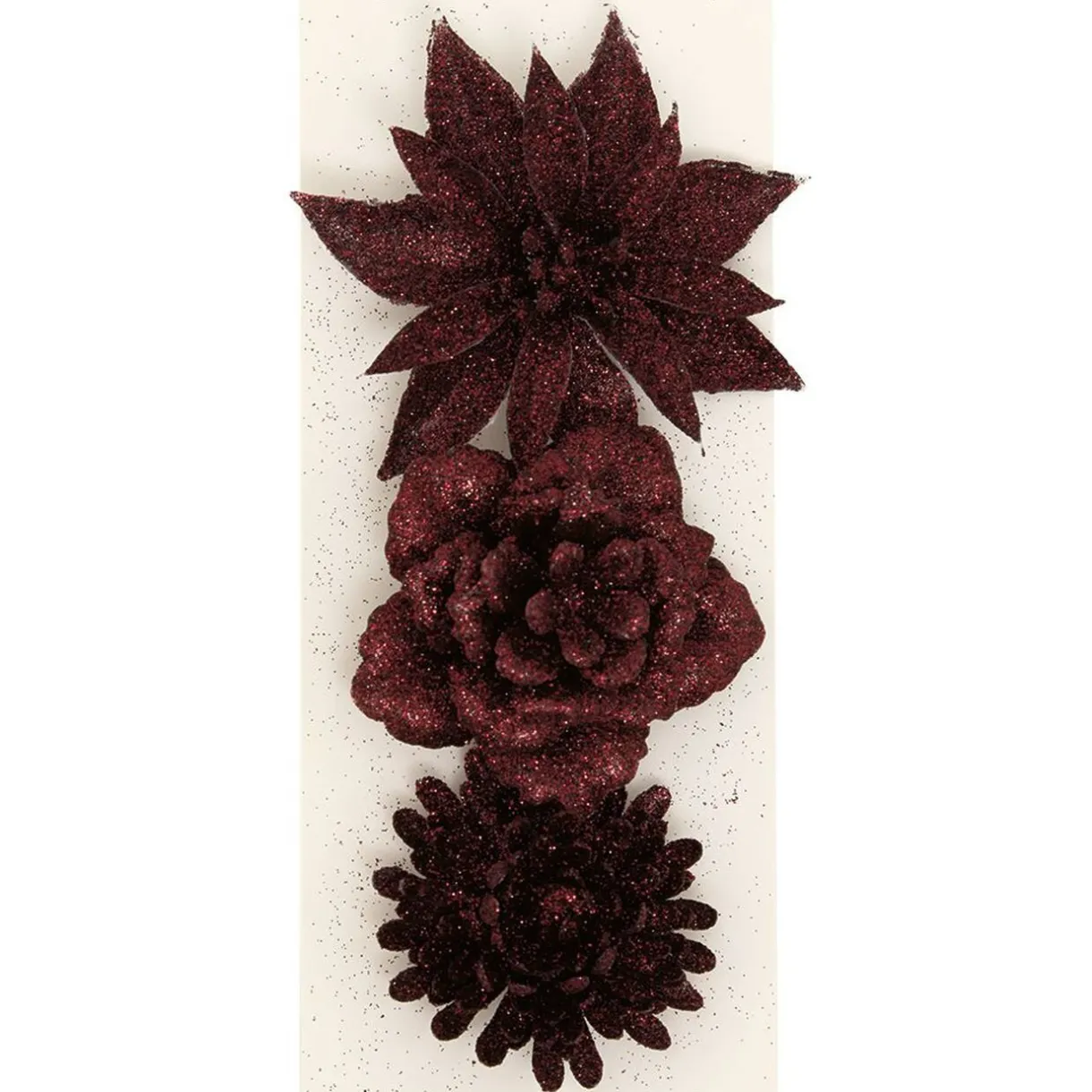 Gifi Fleur rouge à paillettes à suspendre Noël x3^ Décoration Sapin