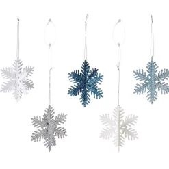 Gifi Flocon de Noël pailleté argenté blanc et bleu à suspendre Ø10cm x5^ Décoration Sapin