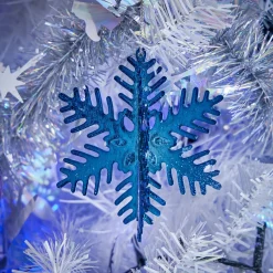 Gifi Flocon de Noël pailleté argenté blanc et bleu à suspendre Ø10cm x5^ Décoration Sapin