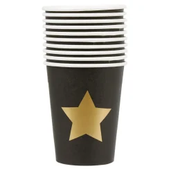 Outlet Gifi Gobelet carton 25 cl noir étoile dorée x10