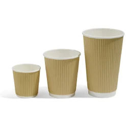 Sale Gifi Gobelet cartonné extérieur cannelé beige et blanc 20 cl x10