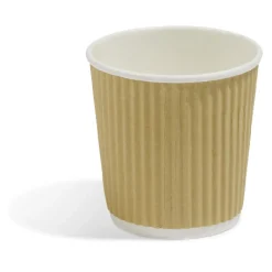 Outlet Gifi Gobelet cartonné extérieur cannelé beige et blanc 10 cl x25