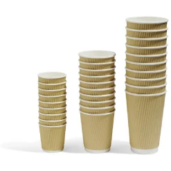 Outlet Gifi Gobelet cartonné extérieur cannelé beige et blanc 10 cl x25