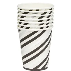 Sale Gifi Gobelet en carton à rayures blanc noir et argent x 8