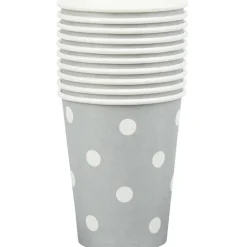 Outlet Gifi Gobelet en carton argenté design pois blancs x10
