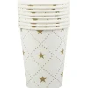 Sale Gifi Gobelet en carton blanc design étoiles dorées x10