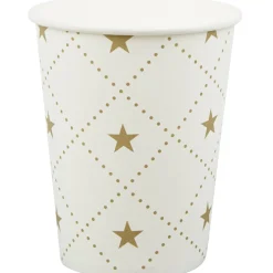 Sale Gifi Gobelet en carton blanc design étoiles dorées x10