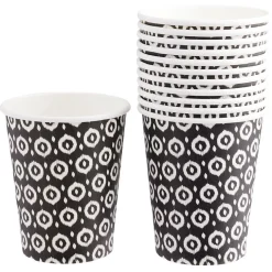 Sale Gifi Gobelet en carton imprimé noir et blanc 24 cl x12