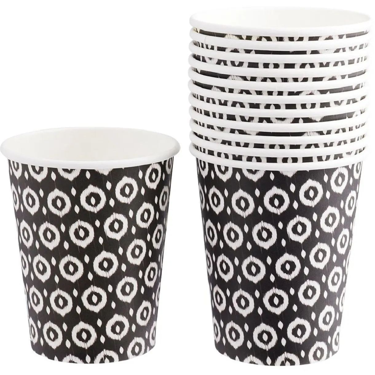 Sale Gifi Gobelet en carton imprimé noir et blanc 24 cl x12
