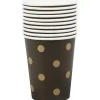 Clearance Gifi Gobelet en carton noir design pois dorés x10