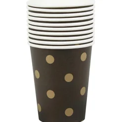 Clearance Gifi Gobelet en carton noir design pois dorés x10