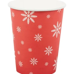 Best Gifi Gobelet en carton rouge design flocons blancs x10