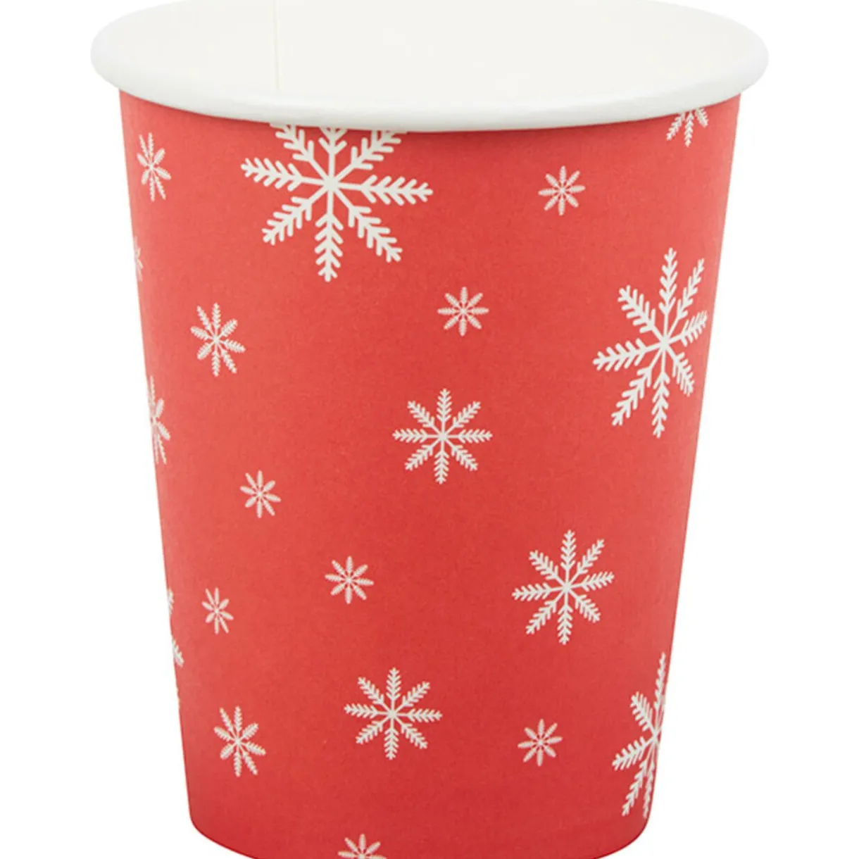 Best Gifi Gobelet en carton rouge design flocons blancs x10