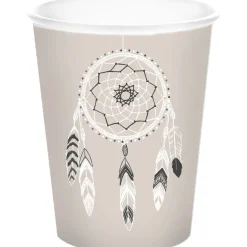 Outlet Gifi Gobelet jetable design attrape rêves blanc noir x10