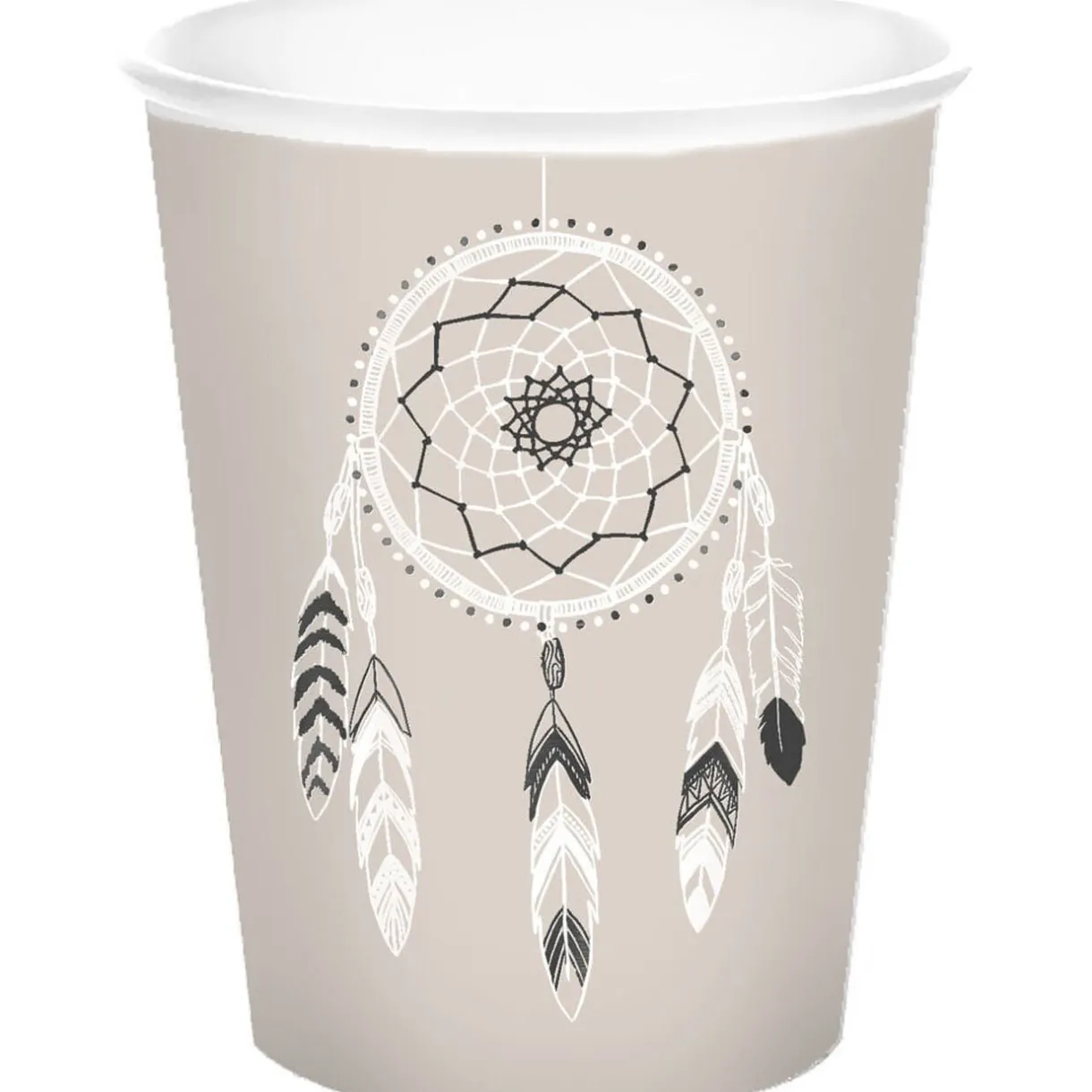 Outlet Gifi Gobelet jetable design attrape rêves blanc noir x10