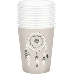 Outlet Gifi Gobelet jetable design attrape rêves blanc noir x10