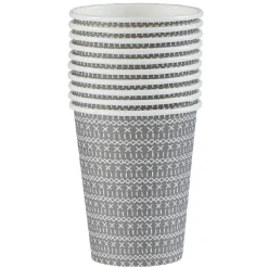 Outlet Gifi Gobelet jetable motif crochet croix gris et blanc 25 cl x10