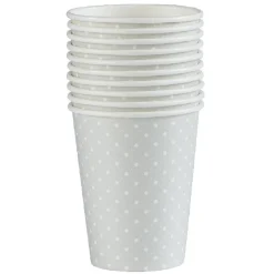 Clearance Gifi Gobelet jetable motif petit pois gris et blanc 25 cl x10
